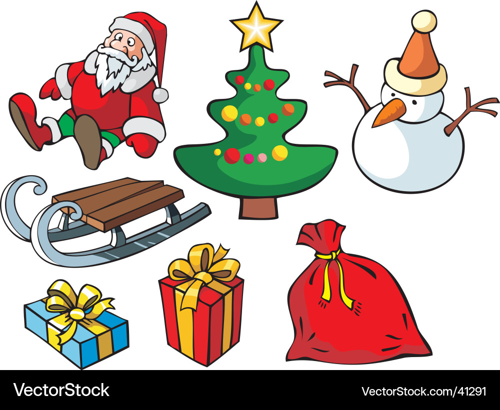 Christmas Objects Collection Vector Image