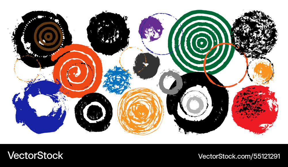 Circle shape texture design element set vector image