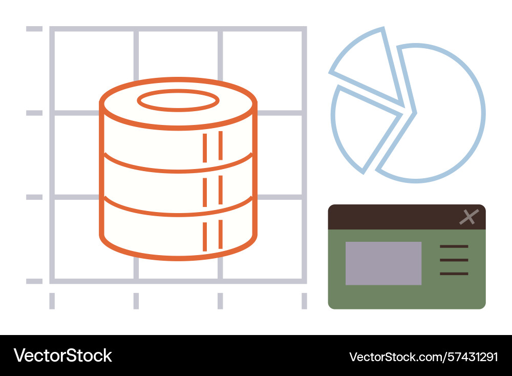Data storage and analysis concept with pie chart Data storage and analysis concept with pie chart vector image