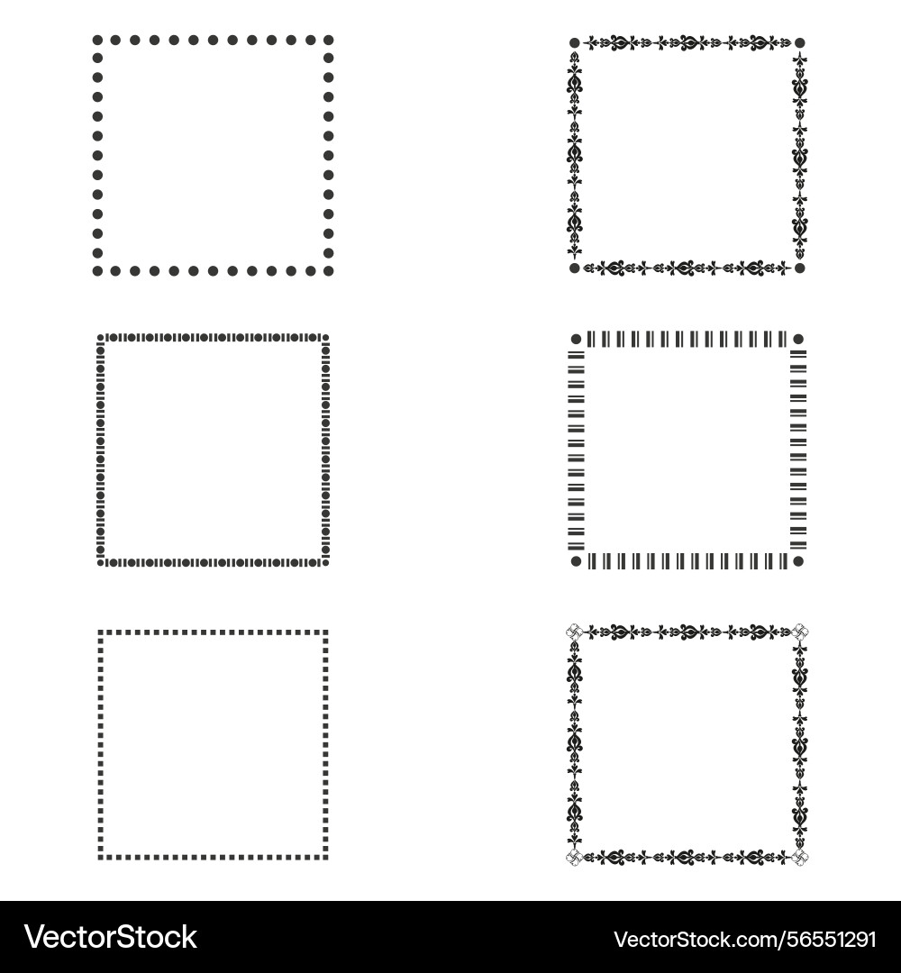 Dotted square frame circular dot shape geometric Dotted square frame circular dot shape geometric Vector Image