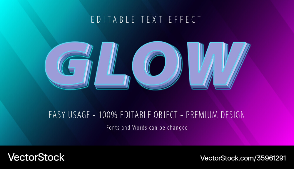 Editable text effect neon font eps file Editable text effect neon font eps file Vector Image