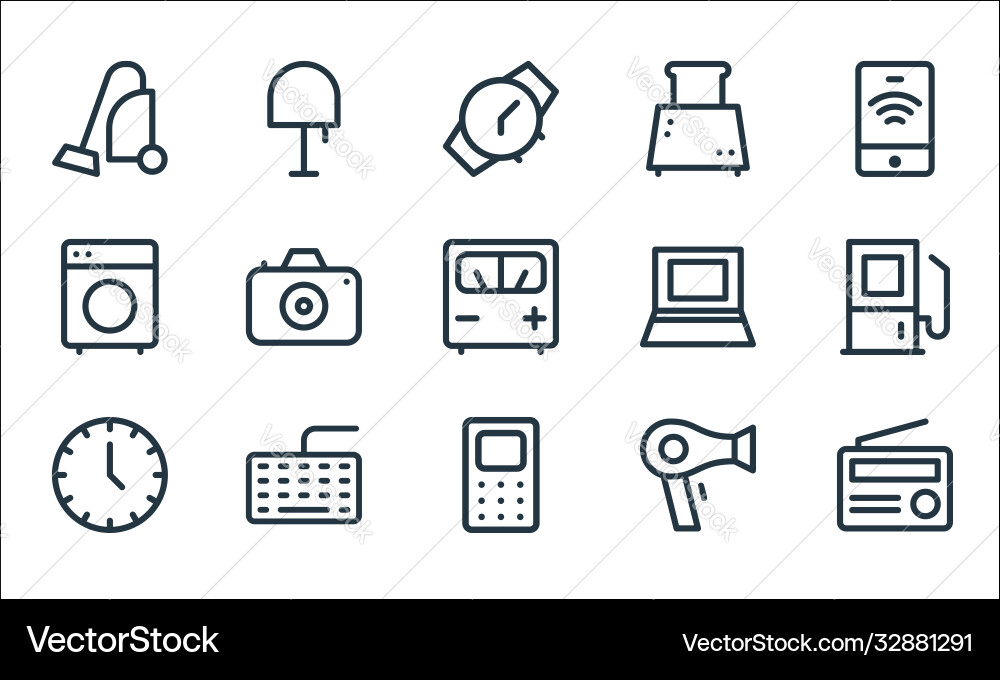 Electronics line icons linear set quality Electronics line icons linear set quality vector image