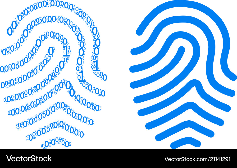 Fingerprint composition of binary digits Vector Image