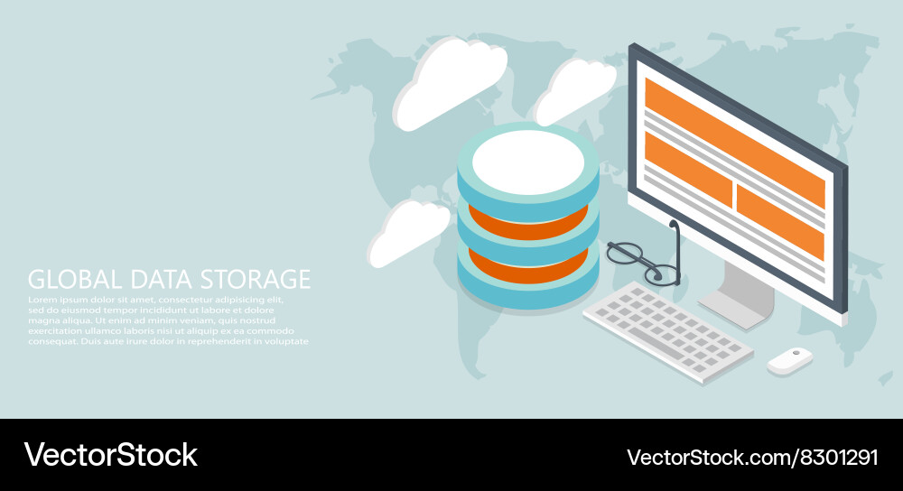 Global Data Storage Isometric Background vector image