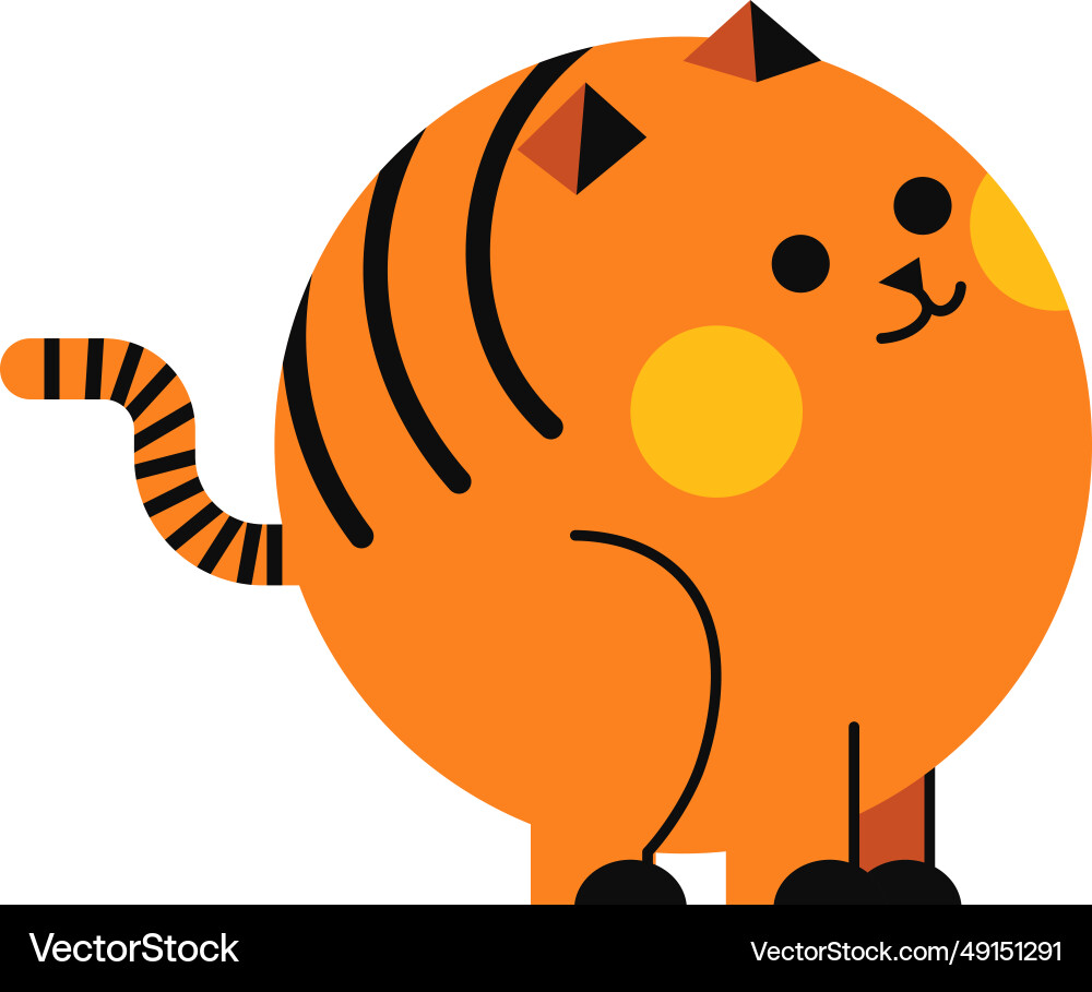 Kitty in shape of circle rounded form character Kitty in shape of circle rounded form character Vector Image