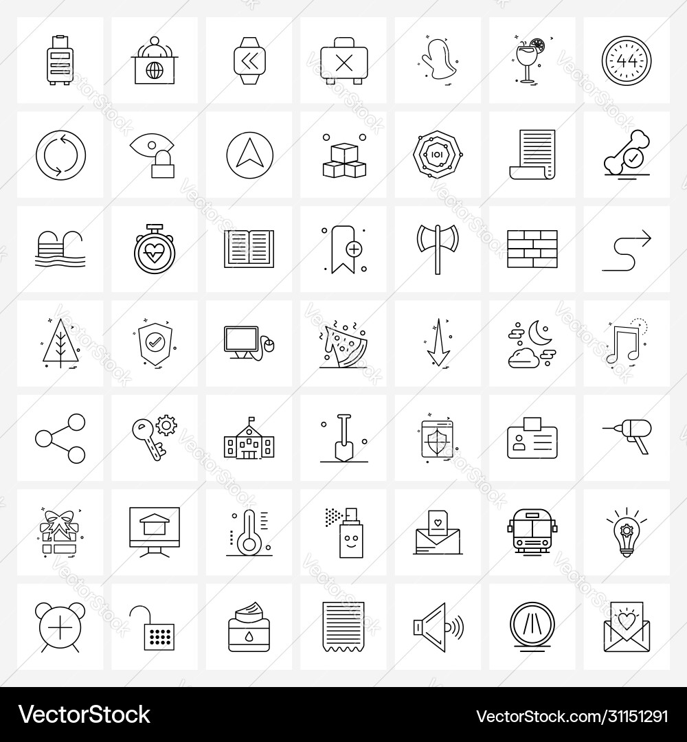 Modern style set 49 line pictograph grid based Vector Image