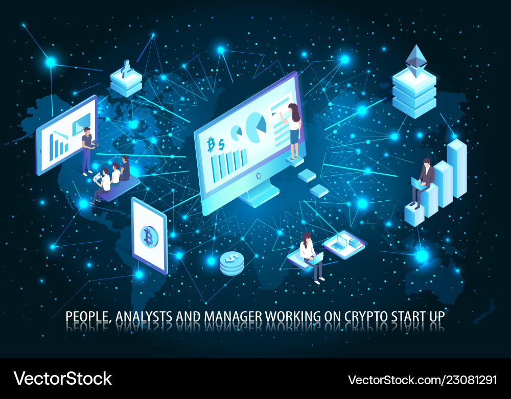 People analyst working on start up poster People analyst working on start up poster vector image