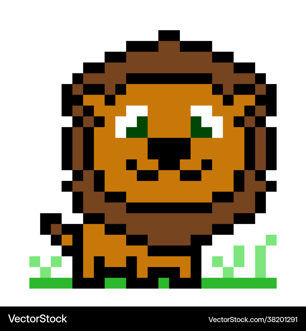 Pixel lion image for 8 bit game assets vector image