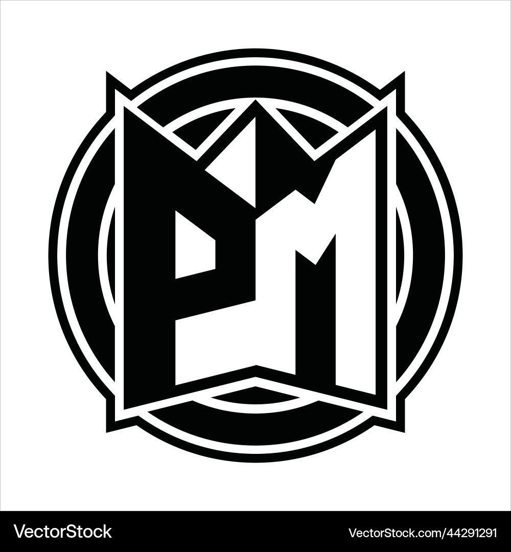 Pm logo monogram circle rounded design Vector Image