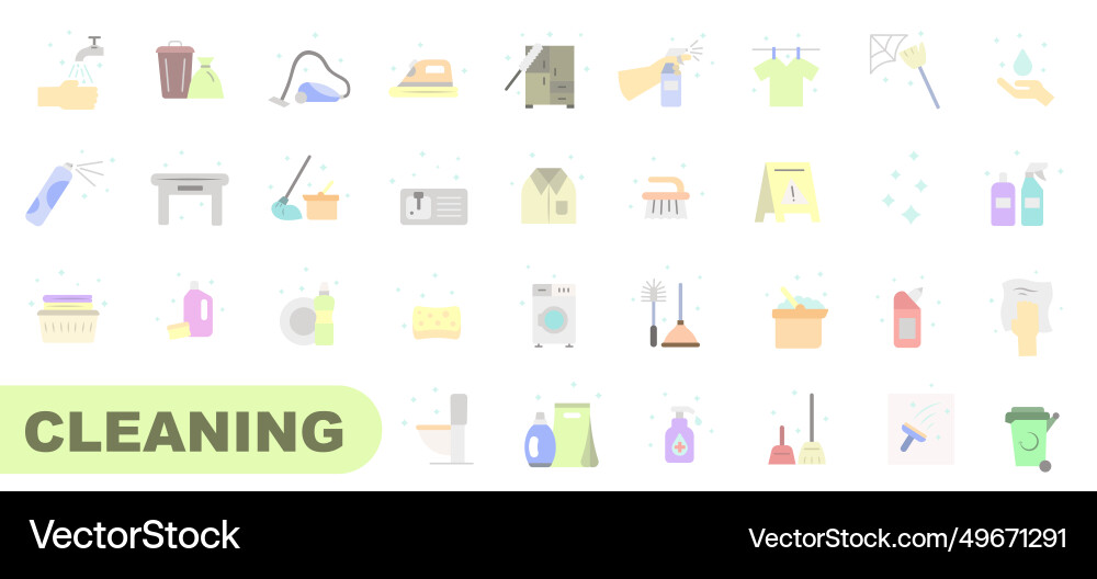 Printcolored cleaning company symbol icons set Printcolored cleaning company symbol icons set vector image