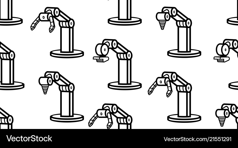 Seamless pattern with robotic arms Vector Image