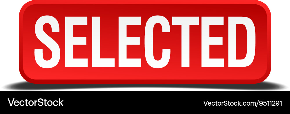 Selected red 3d square button isolated on white Vector Image