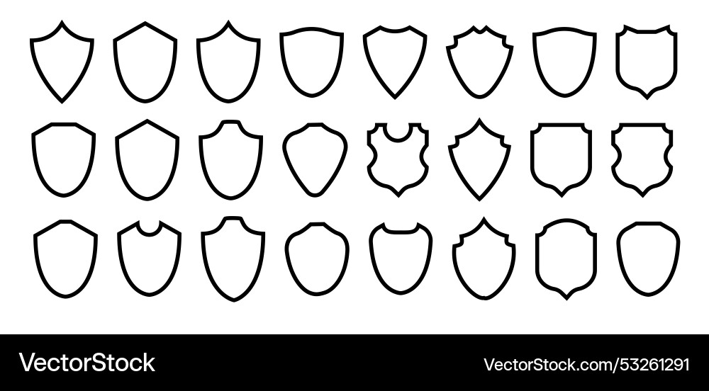 Shield frame set collection signs empty vector image