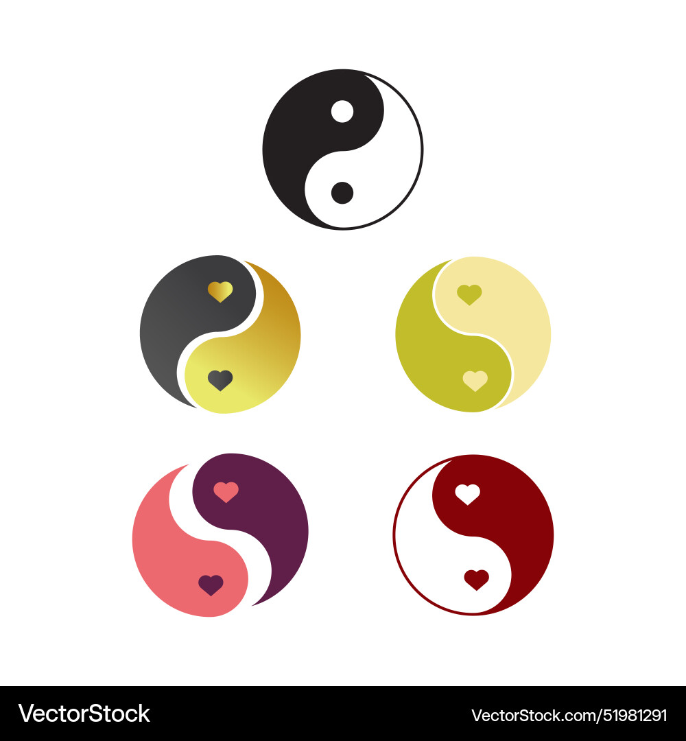Ying yang icon set in flat style with background Vector Image