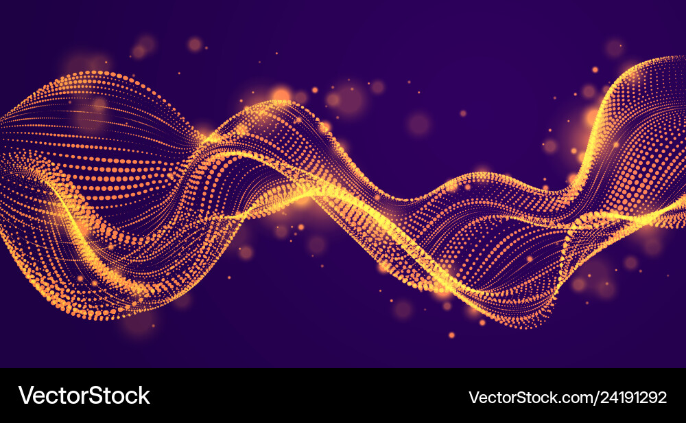 3d particles mesh array sound wave flowing over 3d particles mesh array sound wave flowing over vector image