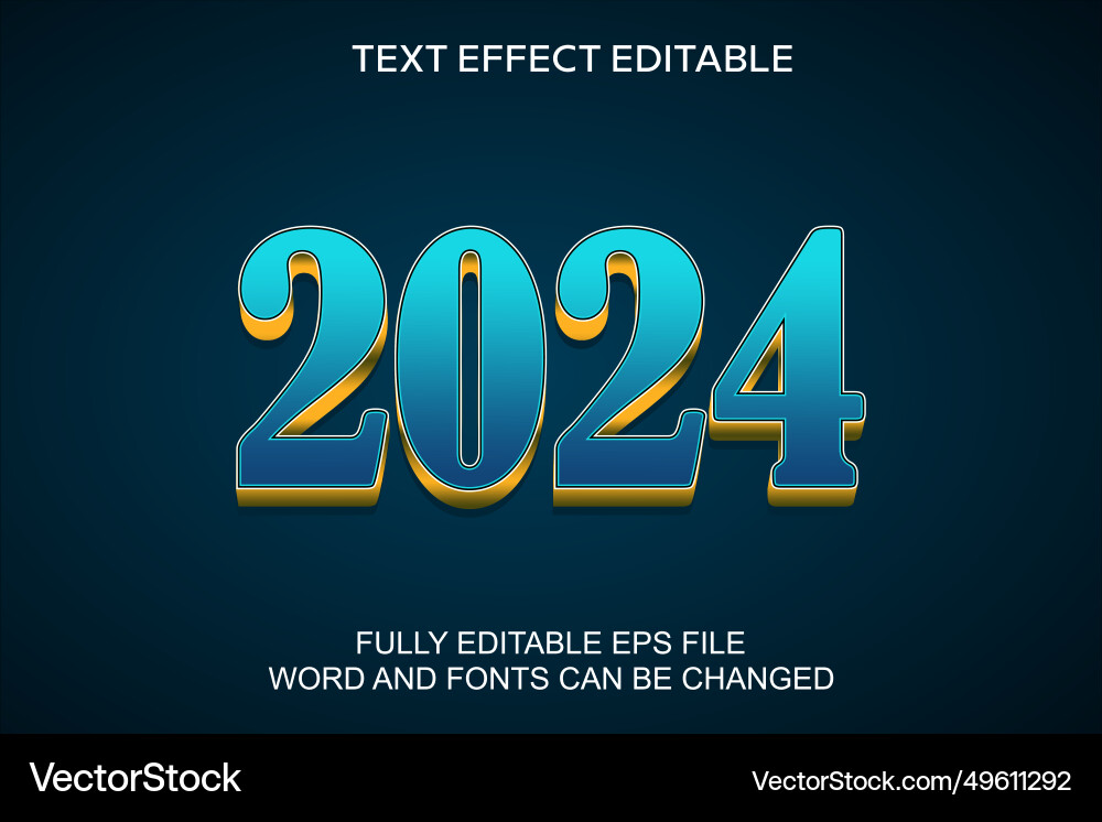3d text effect 2024 editable vector image