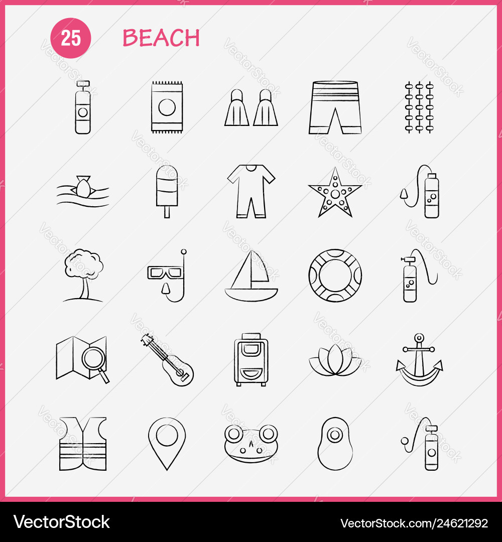 Beach hand drawn icon for web print and mobile Vector Image