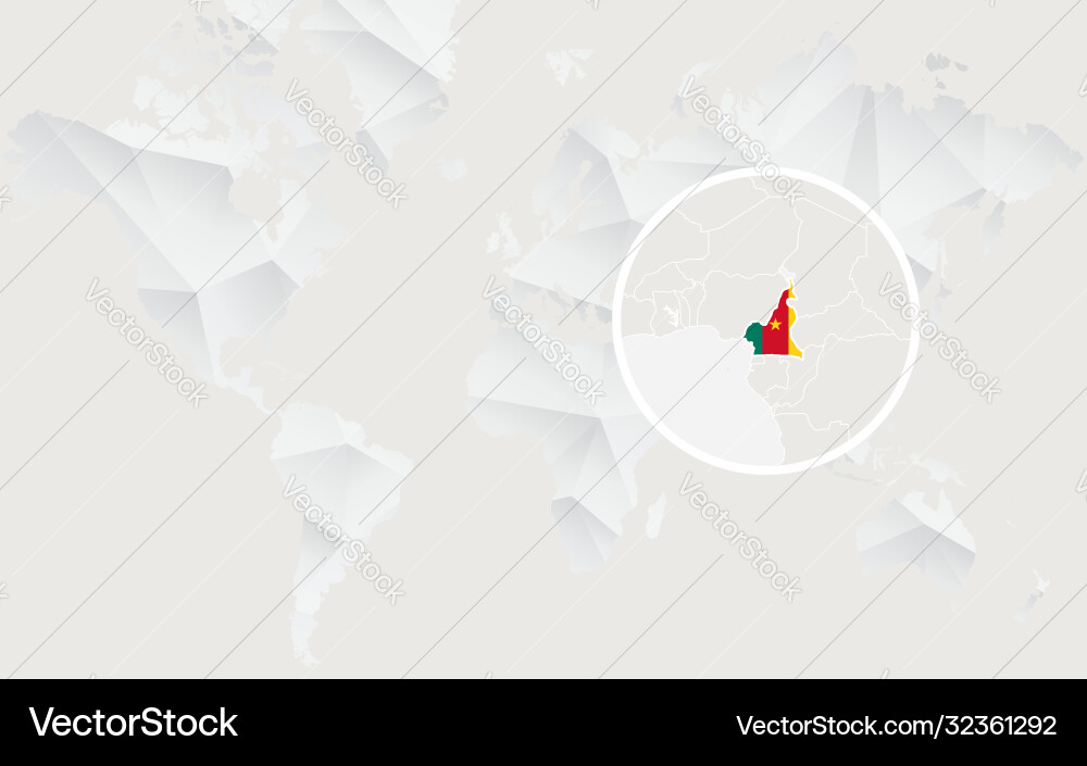 Cameroon map with flag in contour on white vector image