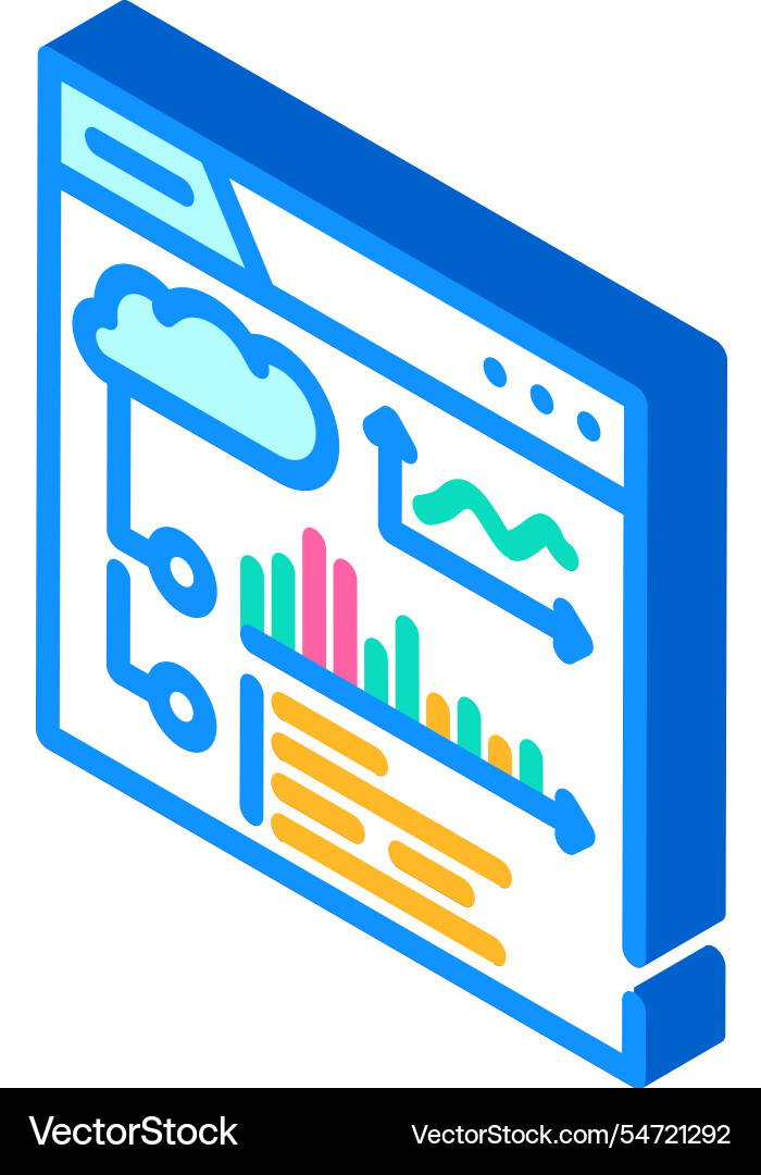 Dashboard monitoring cloud computing isometric Dashboard monitoring cloud computing isometric vector image