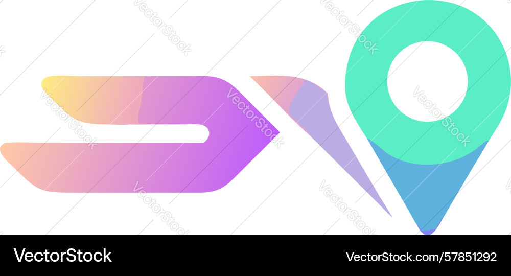 Dynamic arrow shaped location pin icon design Vector Image