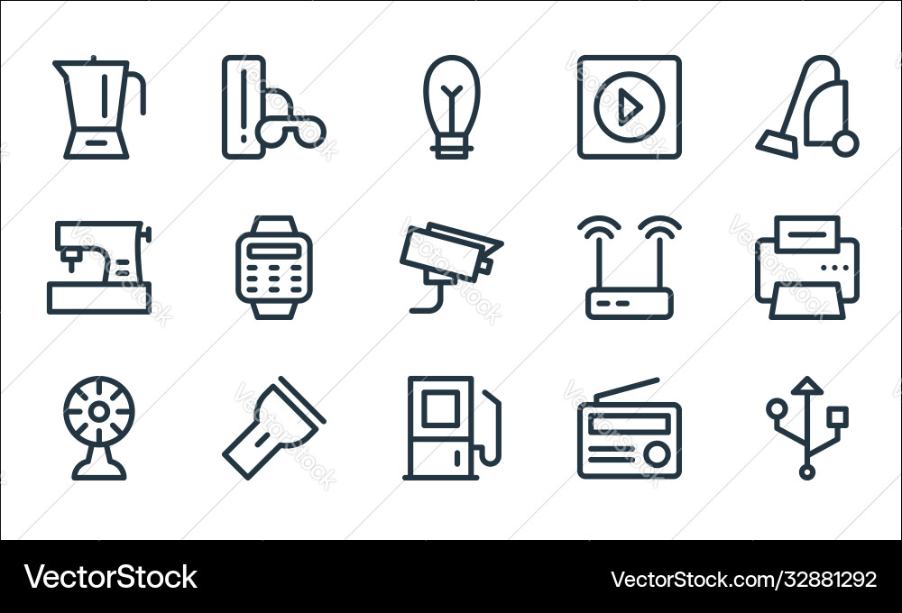 Electronics line icons linear set quality Electronics line icons linear set quality vector image
