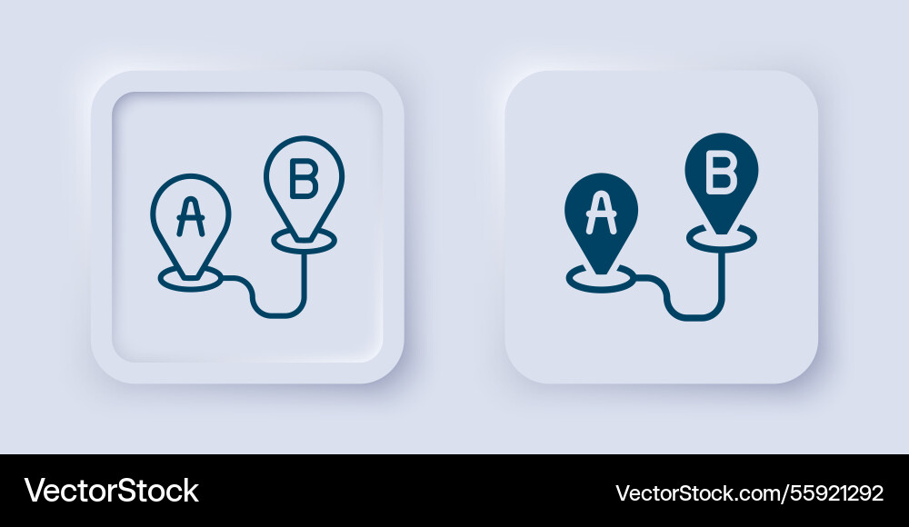 Filled and outline route location icon isolated Vector Image