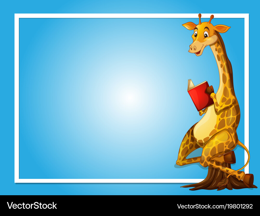 Giraffe Reading Border Template Vector Image