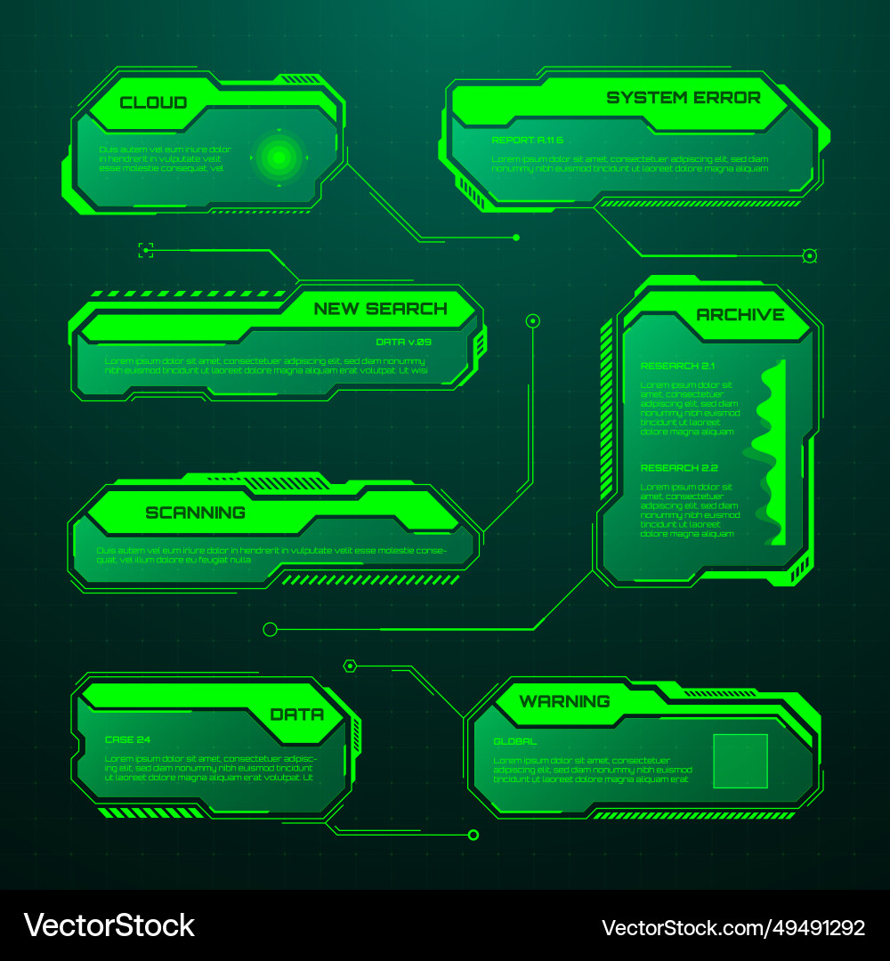 Green futuristic hud ui elements sci-fi user Green futuristic hud ui elements sci-fi user vector image