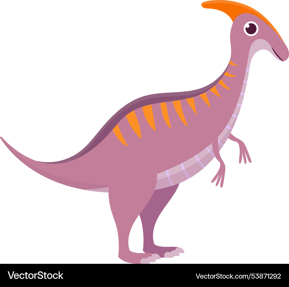 Happy cartoon parasaurolophus dinosaur in orange Happy cartoon parasaurolophus dinosaur in orange vector image