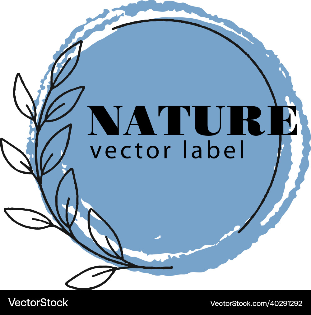 Nature rounded label with foliage branch Vector Image