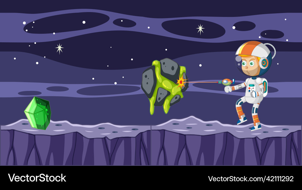 Scene with astronaut in space Scene with astronaut in space Vector Image