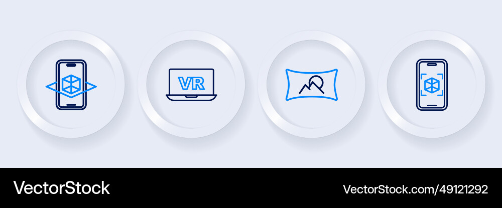 Set line 3d modeling wide angle picture virtual vector image