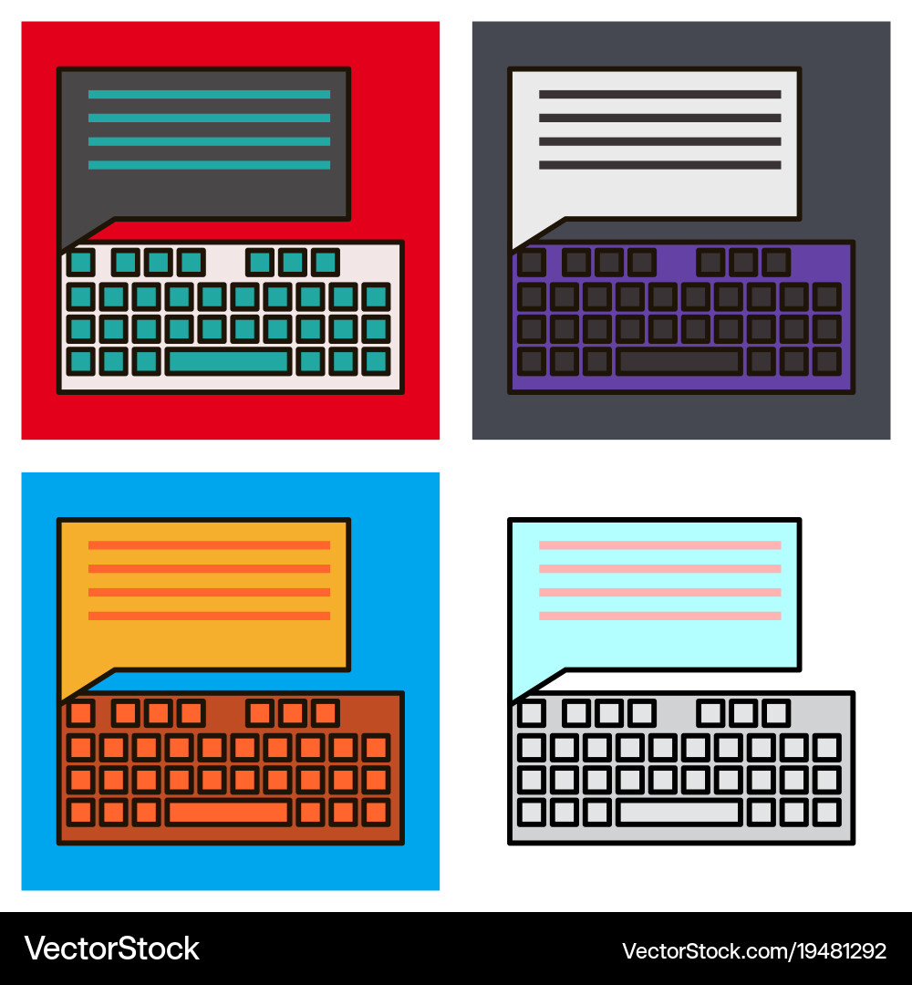 Set of flat line icon concept new email inbox vector image
