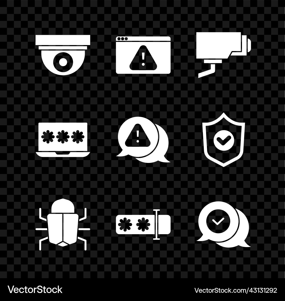 Set security camera browser with exclamation mark Set security camera browser with exclamation mark vector image