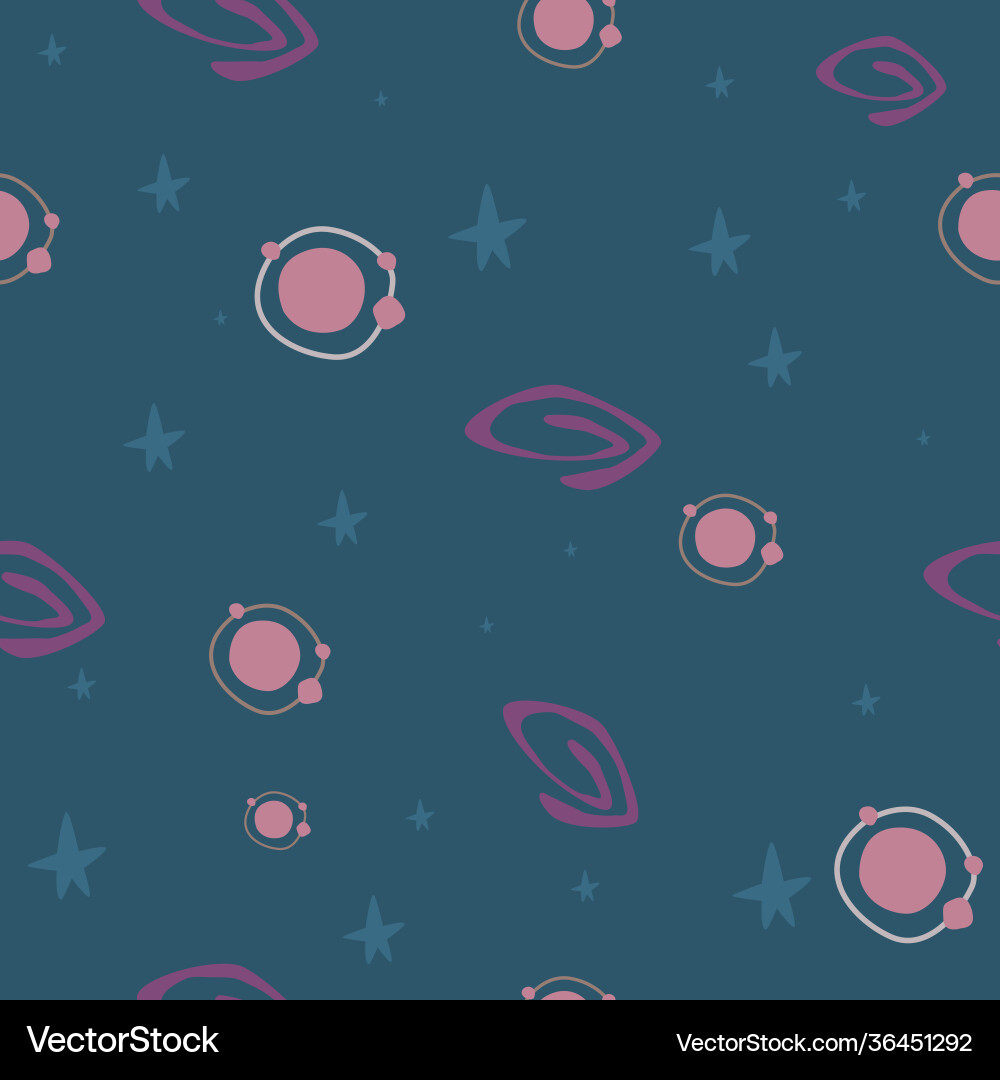 Space seamless pattern with star and planet Space seamless pattern with star and planet vector image