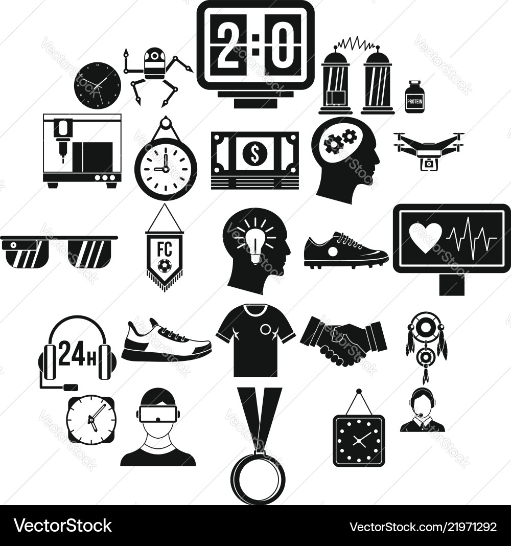 Ticker icons set simple style Ticker icons set simple style vector image