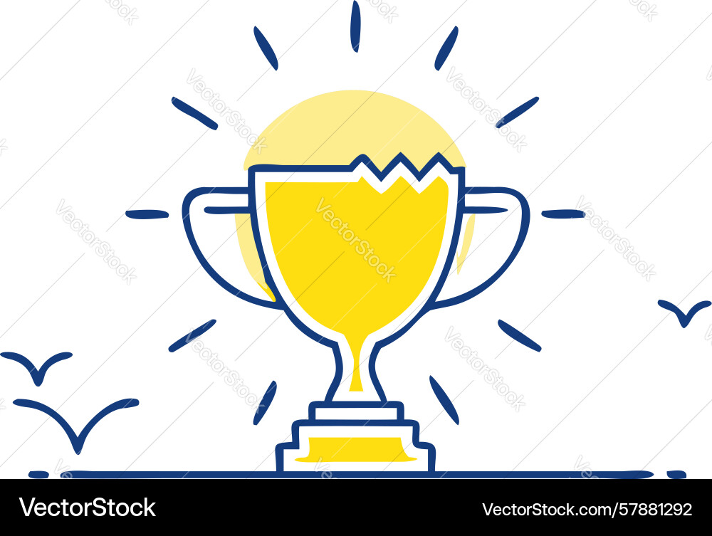 Trophy with rays and minimalist base design Vector Image