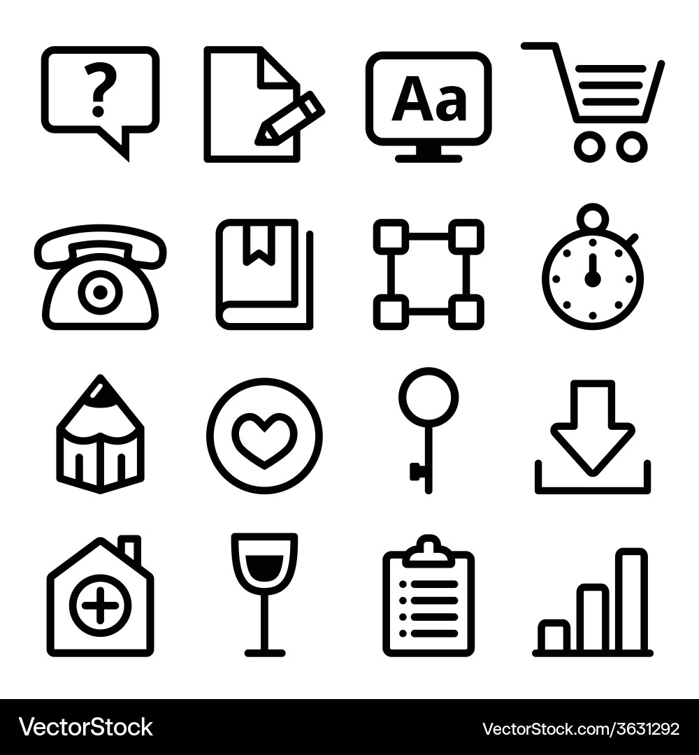 Web-Menü Navigationszeile Icons gesetzt - Schlaganfall Stil vektorbild