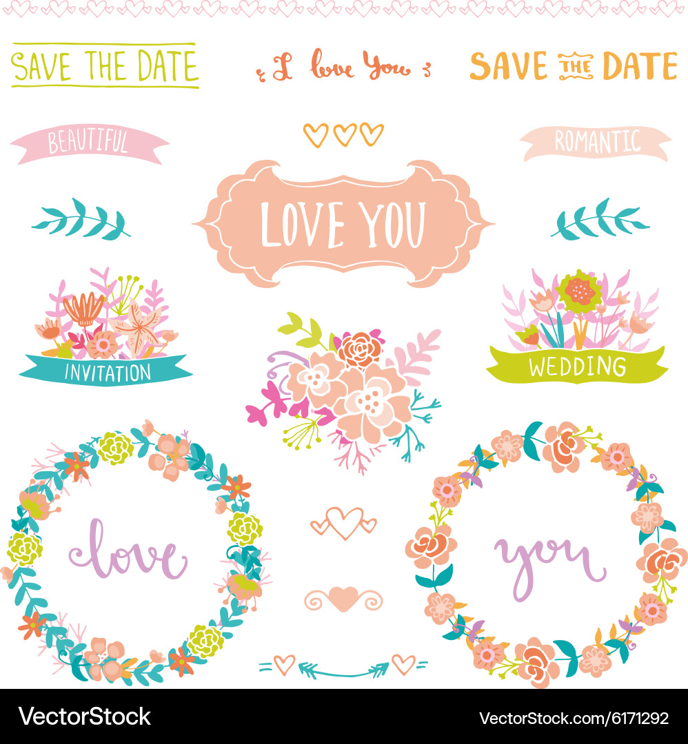 Wedding vintage elements Royalty Free Vector Image