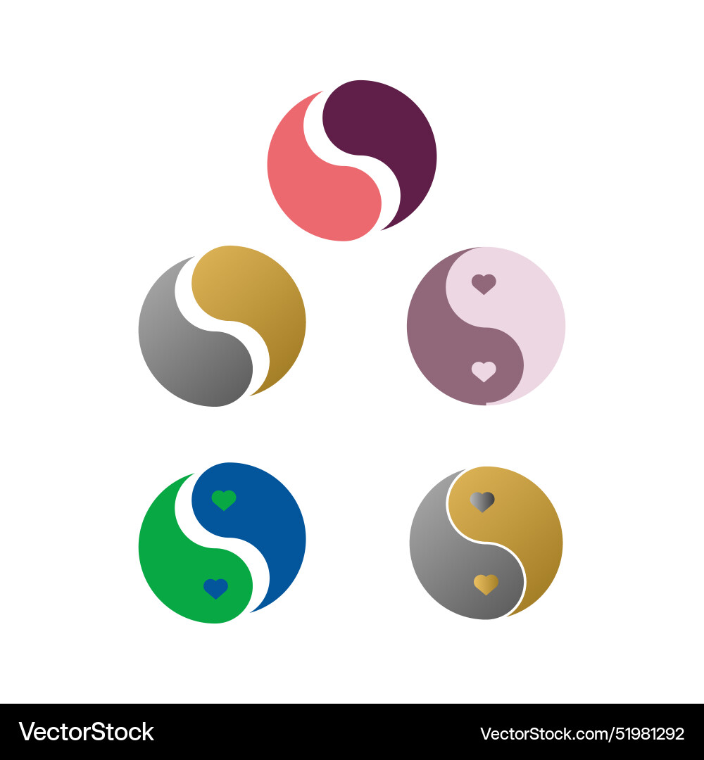 Ying yang icon set in flat style with background Vector Image