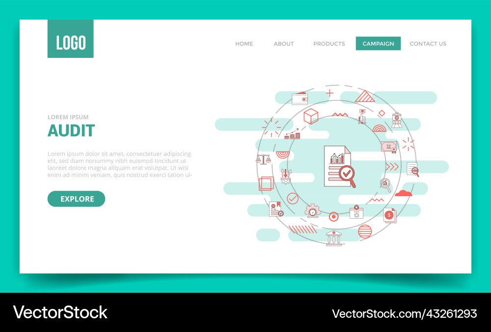 Audit concept with circle icon for website vector image