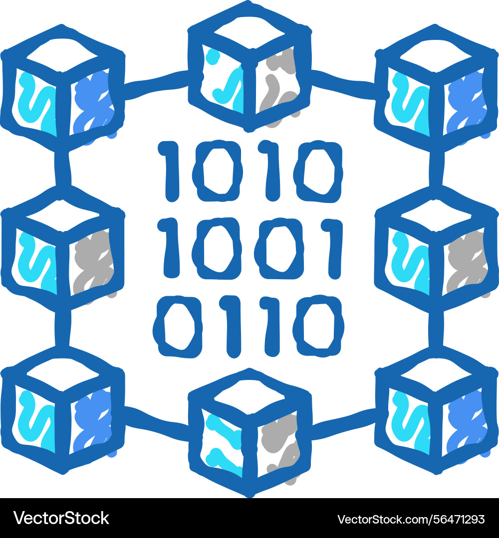 Binary neural network icon doodle Binary neural network icon doodle vector image