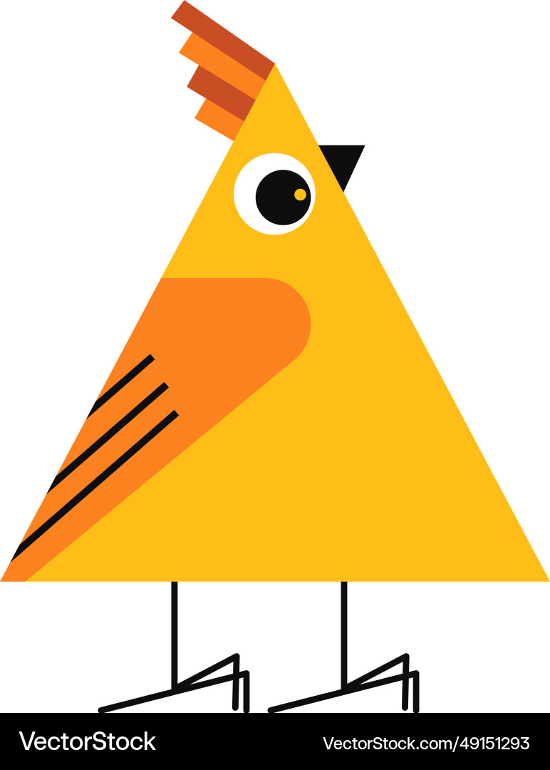 Chicken character in shape of triangle figure Vector Image