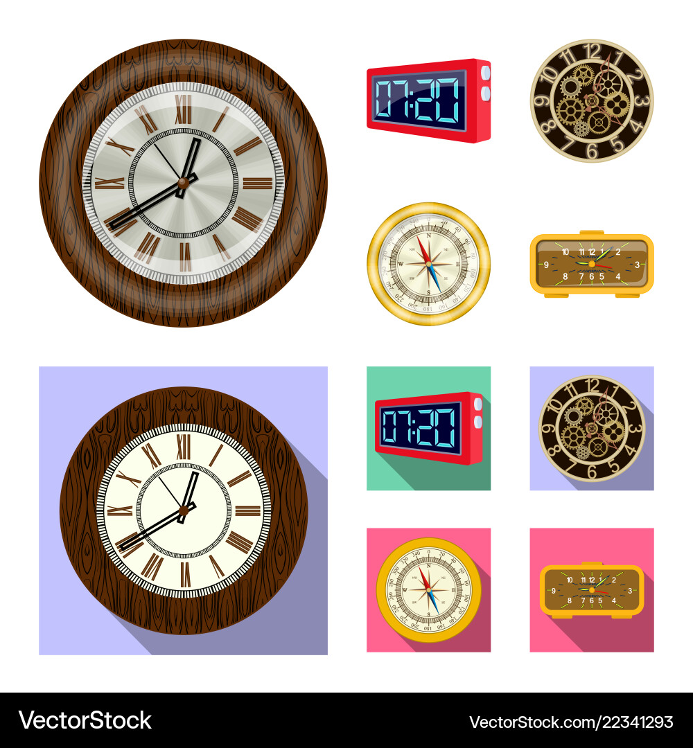 Design of clock and time symbol set Design of clock and time symbol set vector image