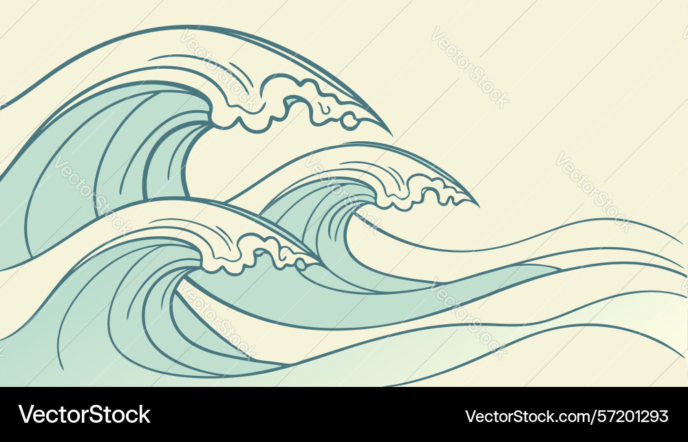 Dynamic ocean waves abstract fluid motion design Vector Image