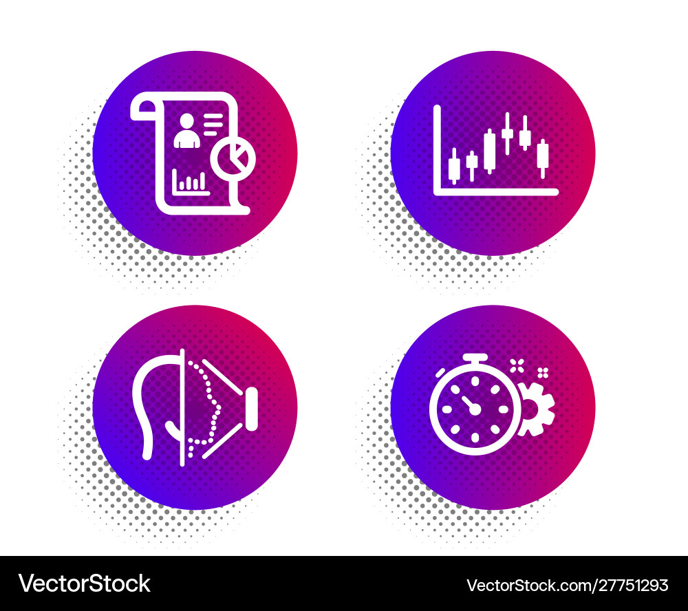 Face id candlestick graph and report icons set Face id candlestick graph and report icons set vector image