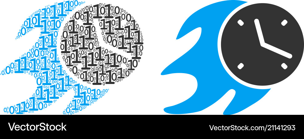 Fire deadline clock composition of binary digits Fire deadline clock composition of binary digits vector image