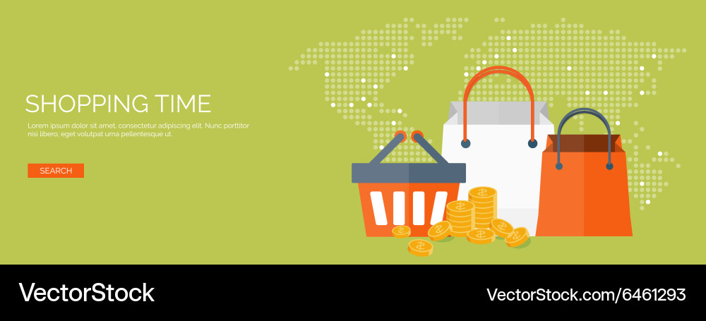 Flat header shopping web Vector Image