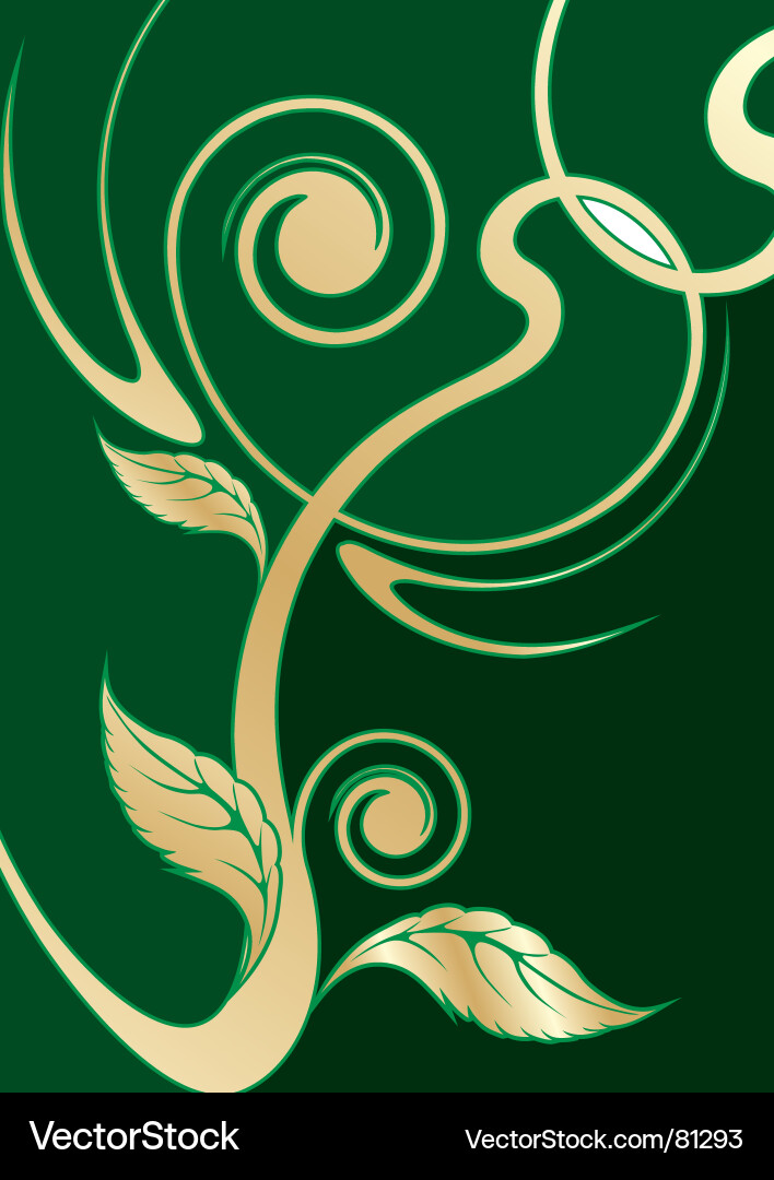 Golden Floral Spiral Background Vector Image