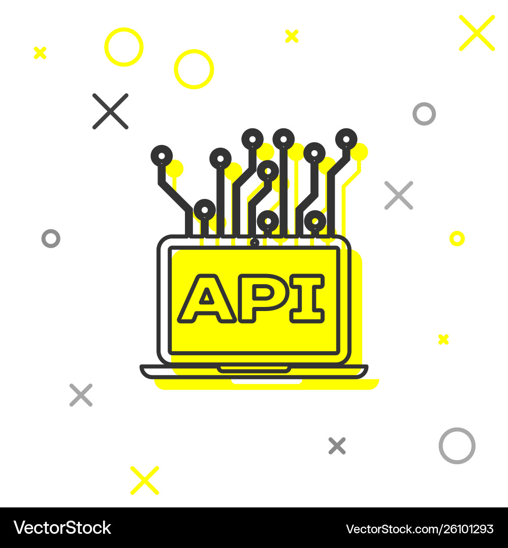 Grey computer api interface line icon isolated Grey computer api interface line icon isolated vector image